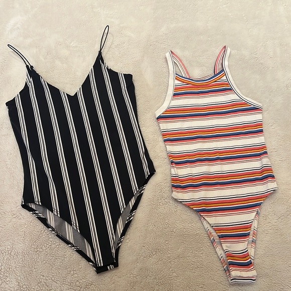 TWO striped bodysuits with snaps - Picture 1 of 5